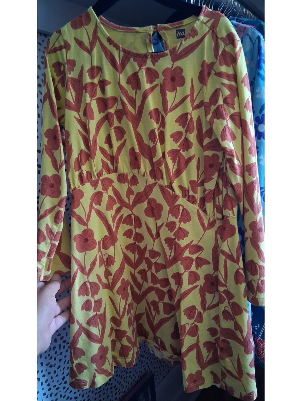 Tea Collection Yellow & Red Floral Dress